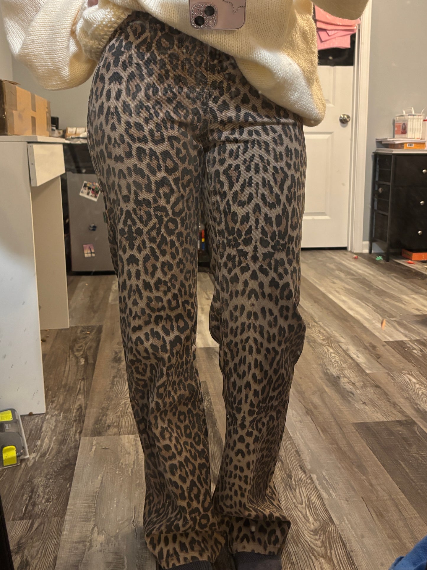 Leopard Wide Leg Jeans