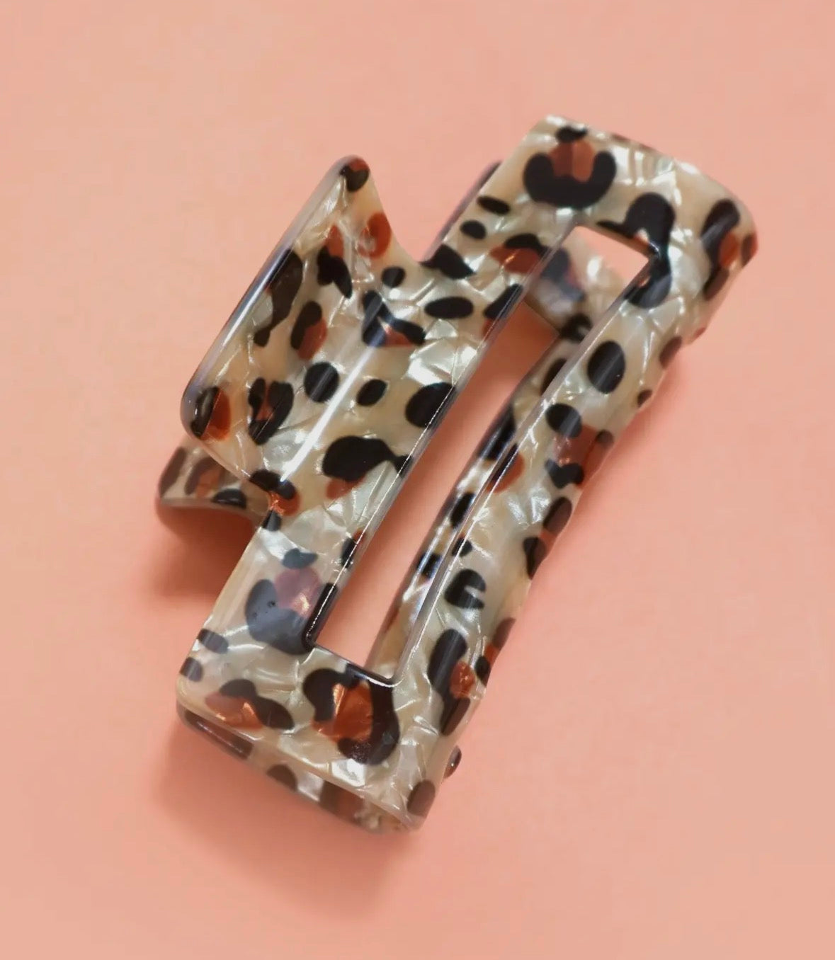 Beige Leopard Claw Clip