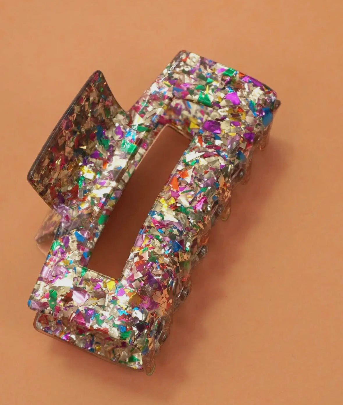 Large Multi-Color Glitter Claw Clip
