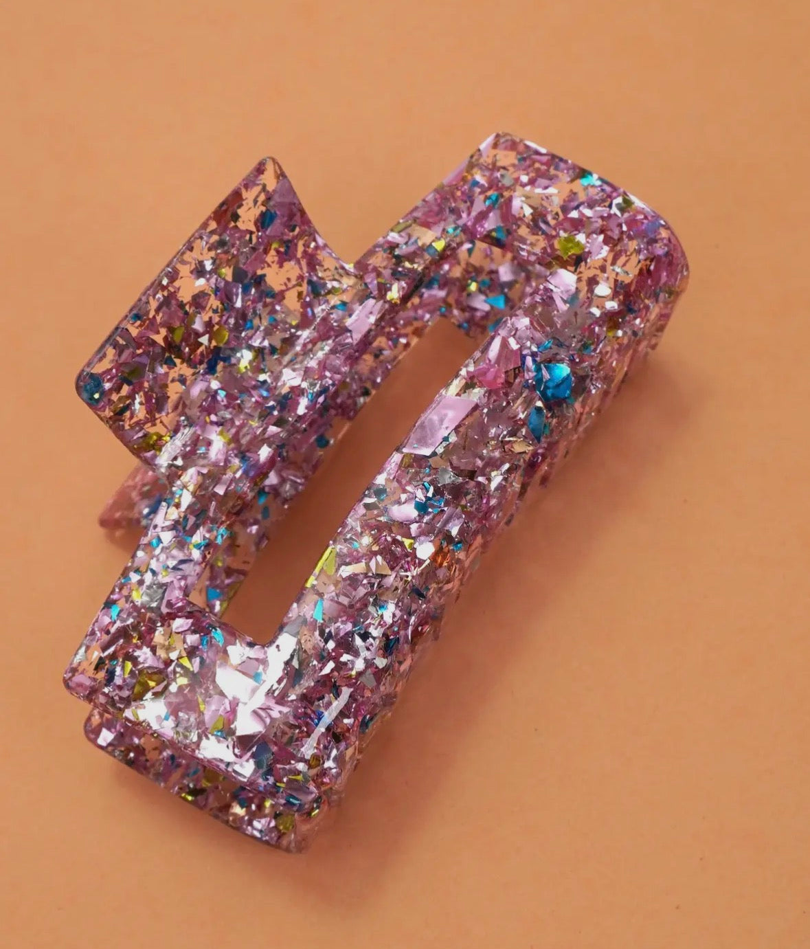 Large Pink Glitter Claw Clip