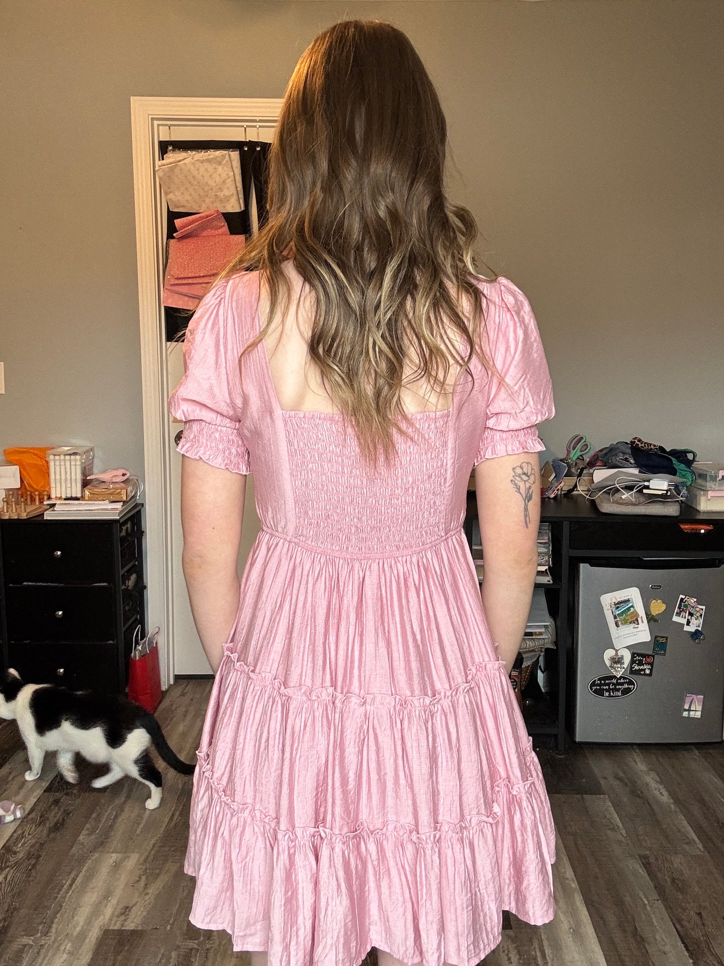 Pink Tiered Mini Dress