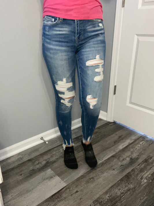 High Rise Distressed Skinny Jeans