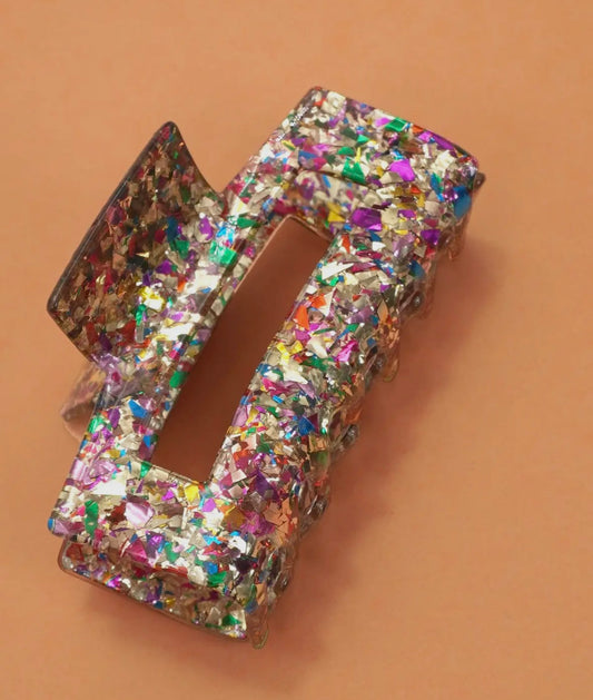 Large Multi-Color Glitter Claw Clip