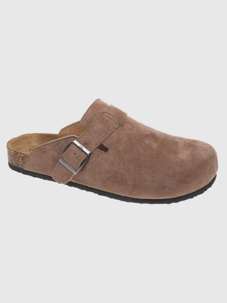 Taupe Suede Clogs