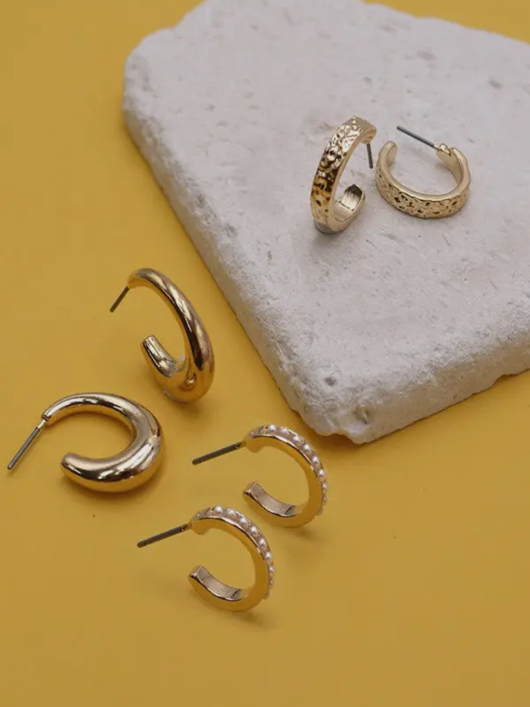 Pearl Hoop Earring Set